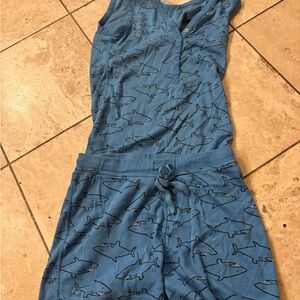 Blue Shark Print Pajama Set (matching youth listing sold separately)